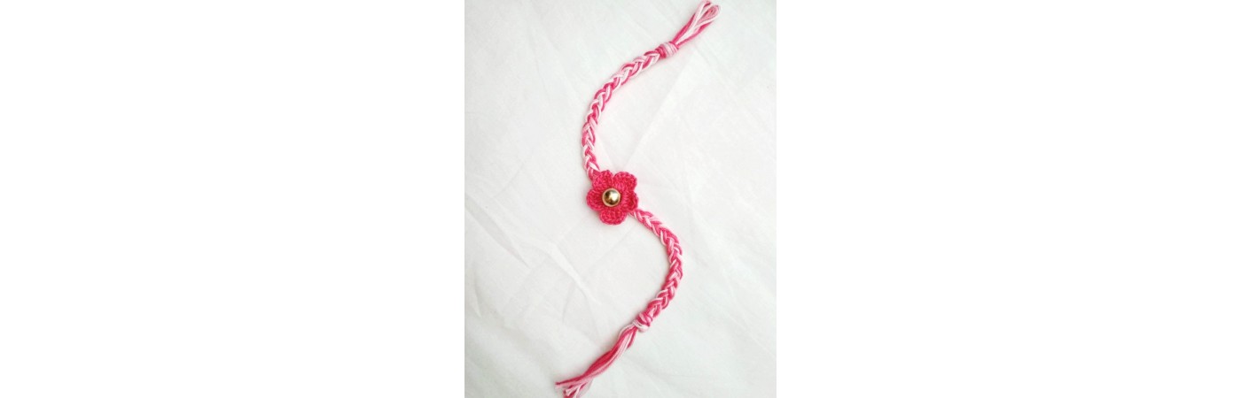 Happy Threads Handcrafted Crochet Raakhi (Pink)